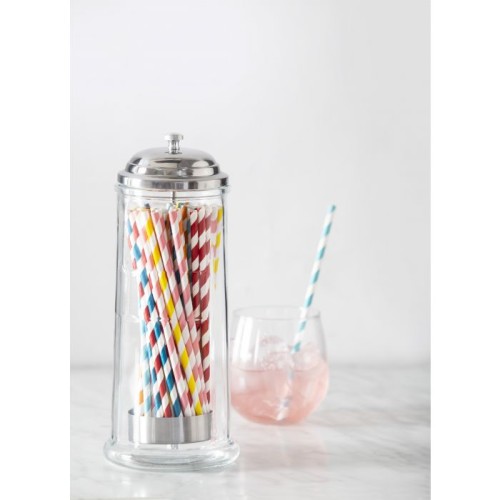 Clear Glass Straw Dispenser (Includes 60 Straws)